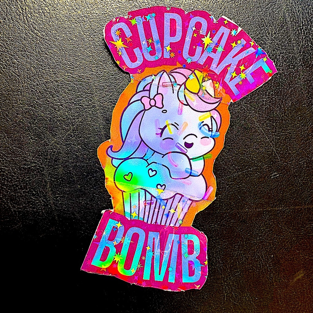 Colorful Unicorn Cupcake Bomb Sticker